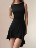 High-Low Round Neck Sleeveless Mini Dress - Blushé Belle