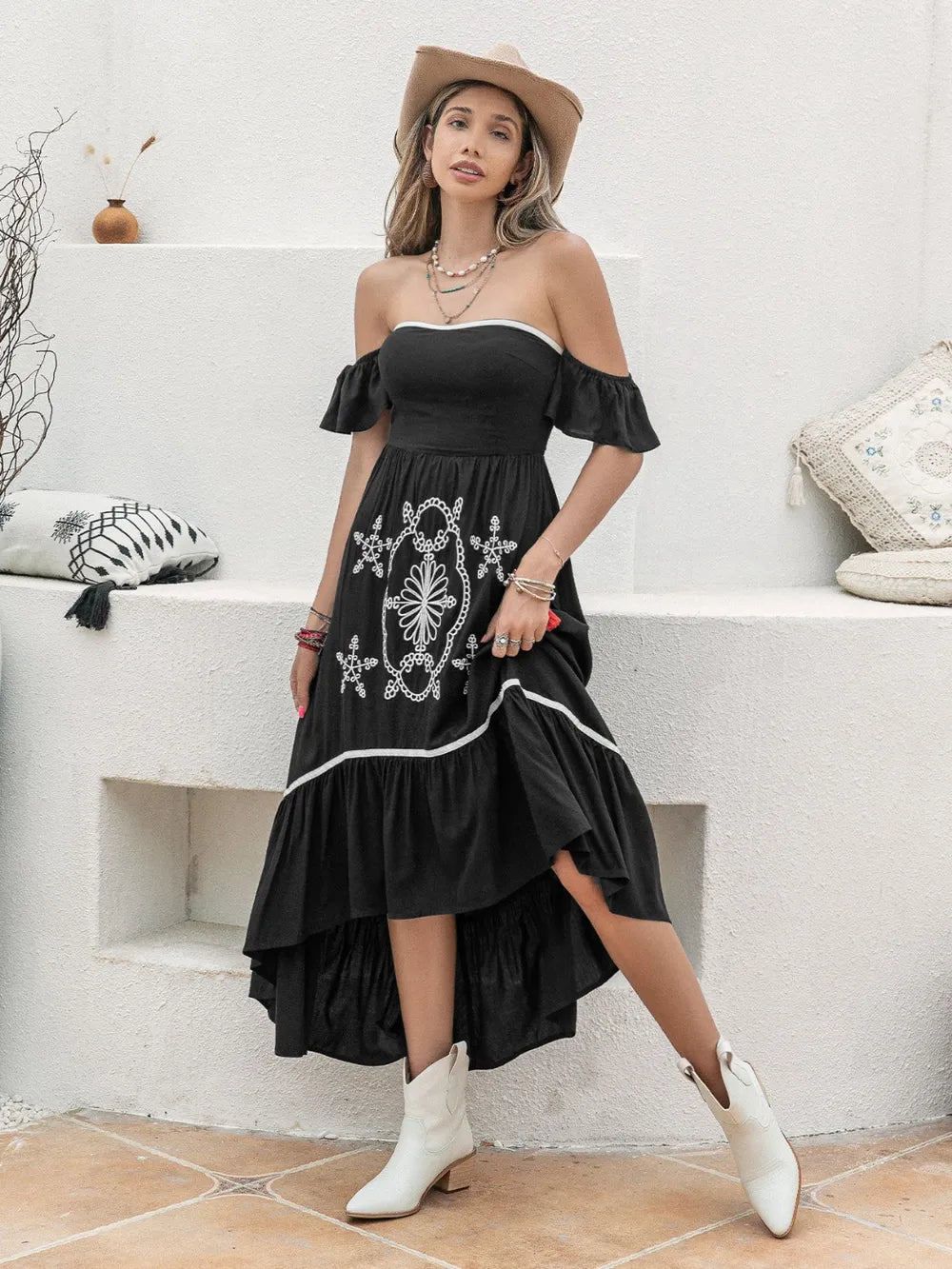 High-Low Off-Shoulder Dress - Blushé Belle