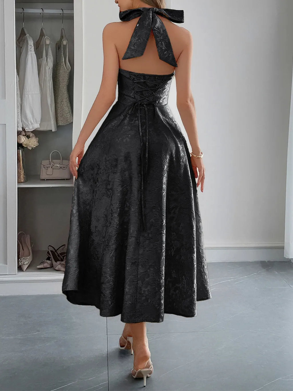 Halter Neck Midi Dress with Pockets - Blushé Belle