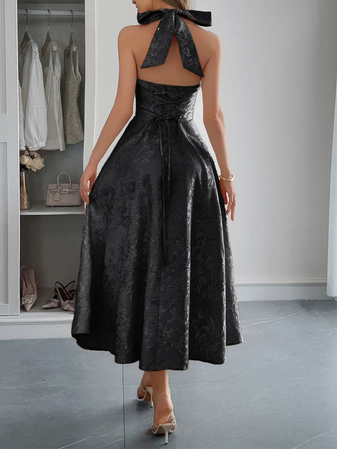 Halter Neck Midi Dress with Pockets - Blushé Belle