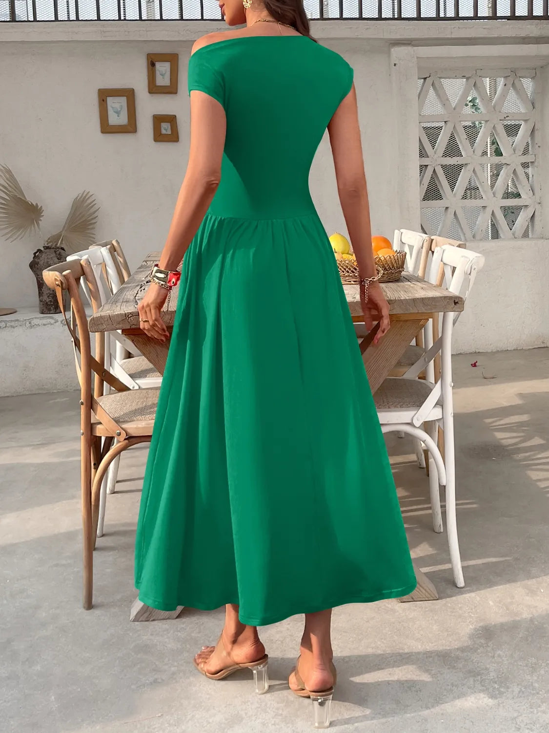 Single Shoulder Midi Dress with Pockets - Blushé Belle