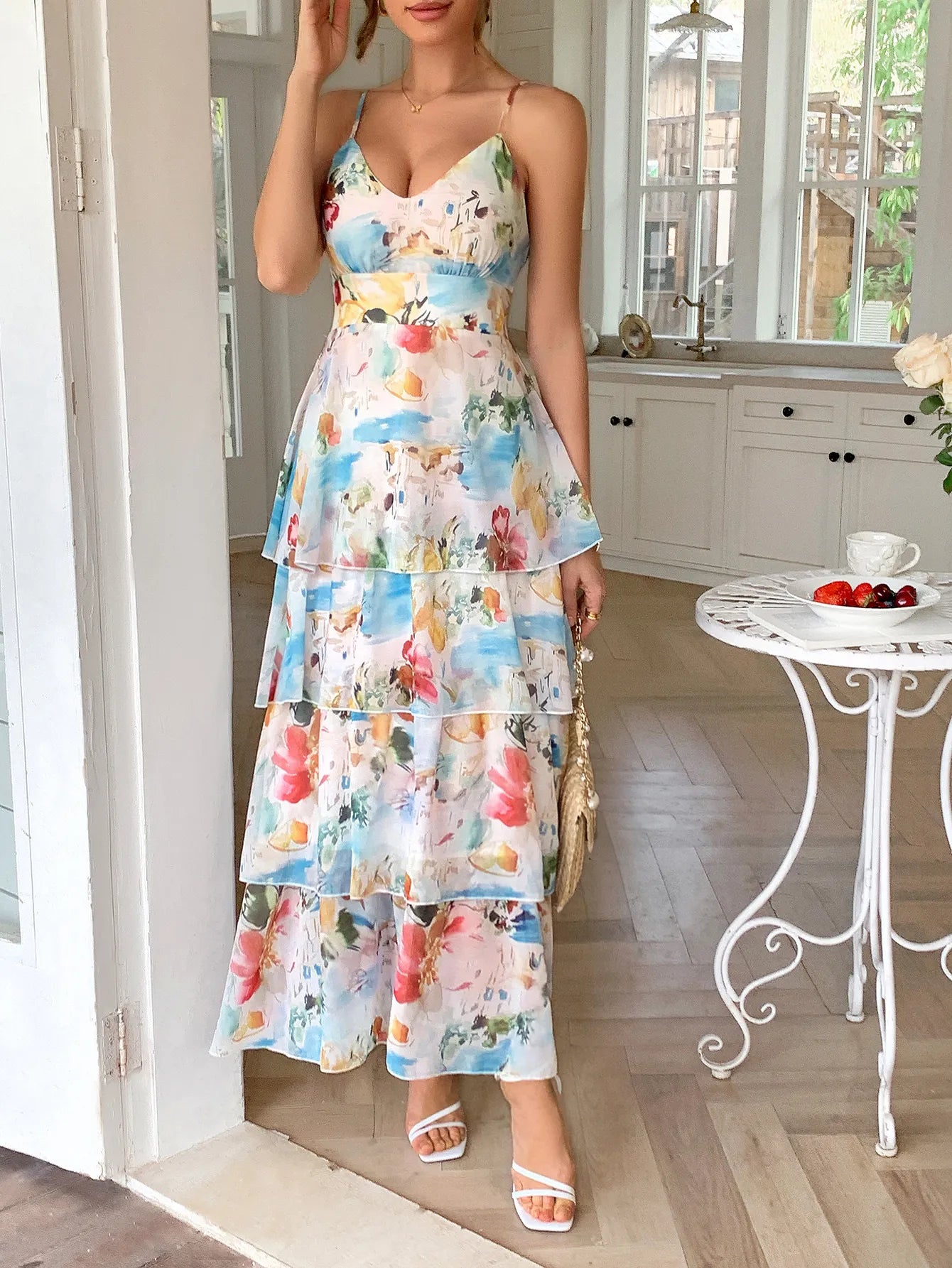 Floral Print Layered Maxi Cami Dress - Blushé Belle