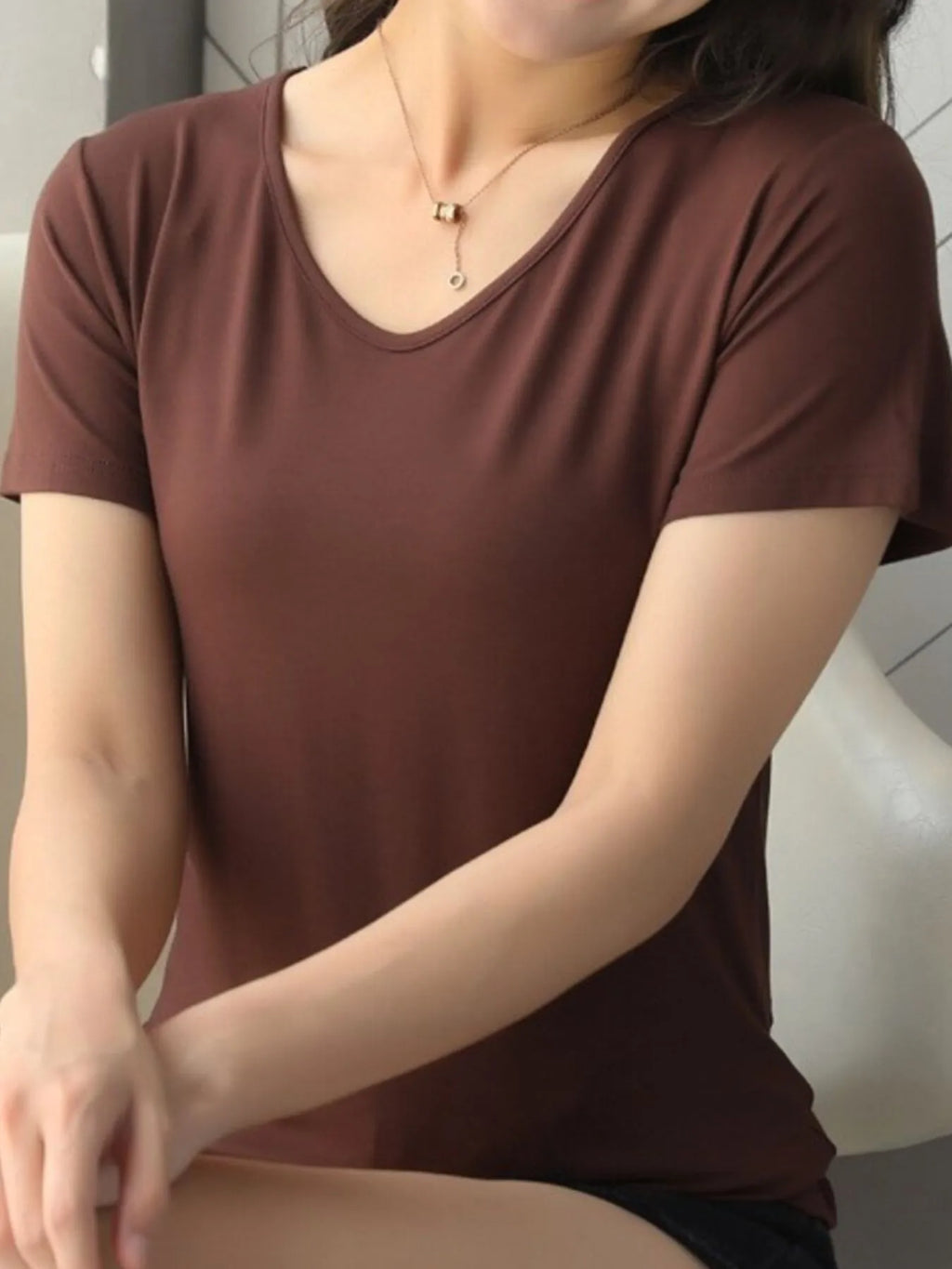 V-Neck Short Sleeve T-Shirt - Blushé Belle