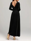 Velvet Square Neck Long Sleeve Dress - Blushé Belle