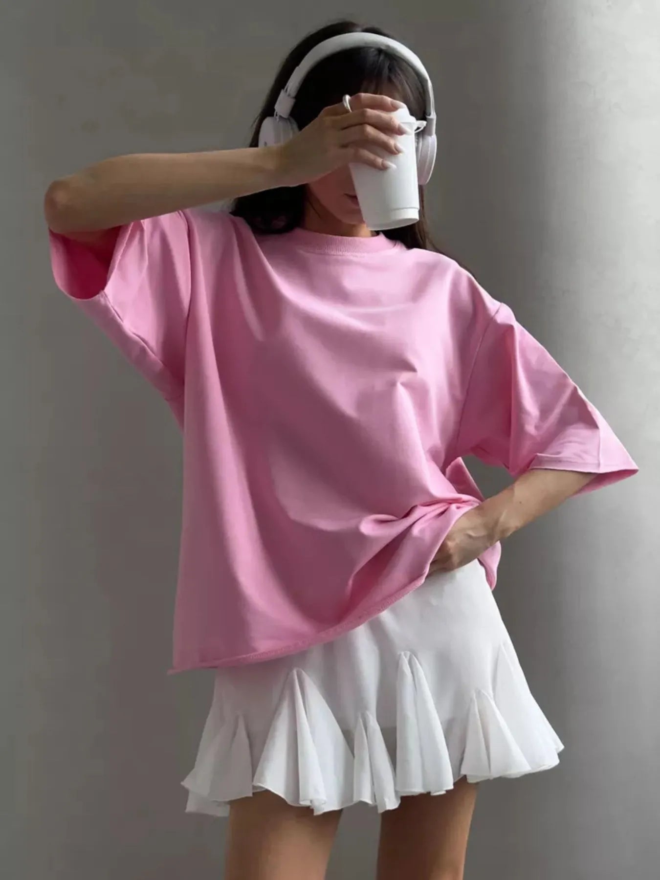 Round Neck Half Sleeve Oversized T-Shirt - Blushé Belle