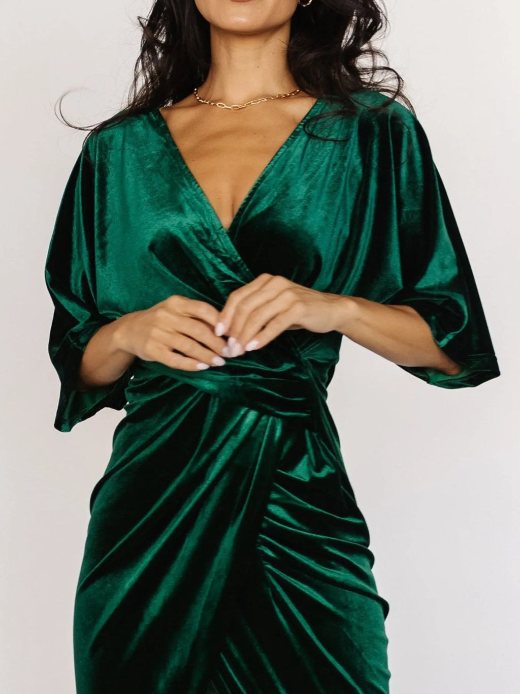 Ruched Surplice Half Sleeve Dress - Blushé Belle