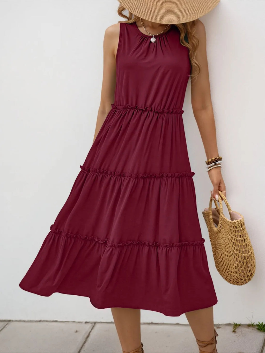 Frill Tiered Midi Dress - Blushé Belle