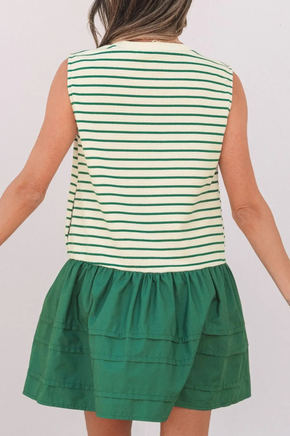 Stripe Woven Sleeveless Mini Dress - Blushé Belle