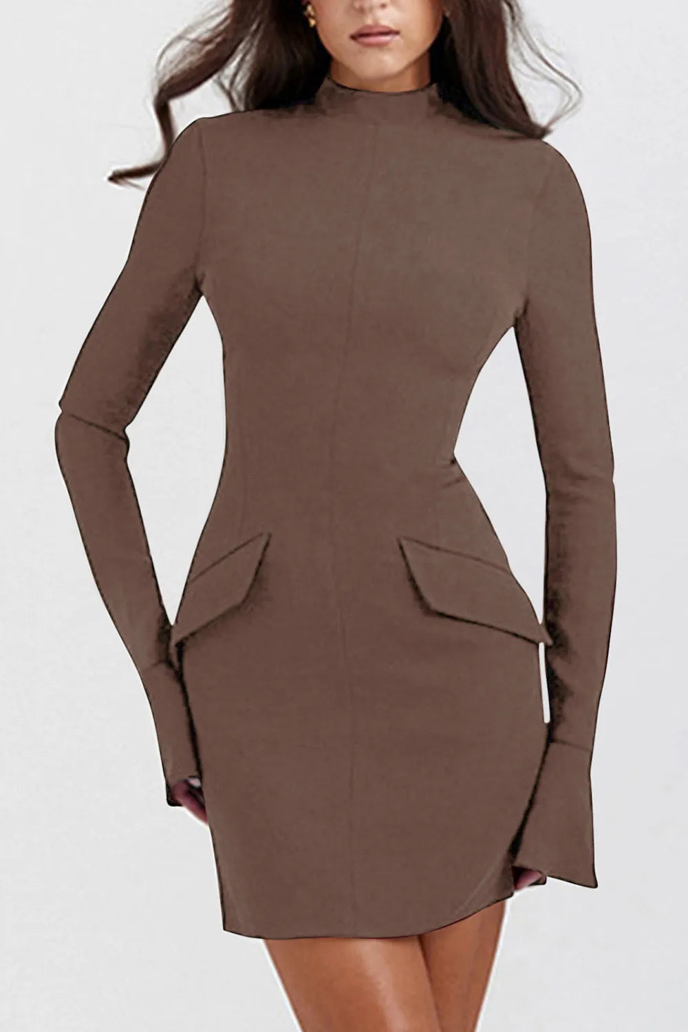 Mock Neck Long Sleeve Mini Dress - Blushé Belle