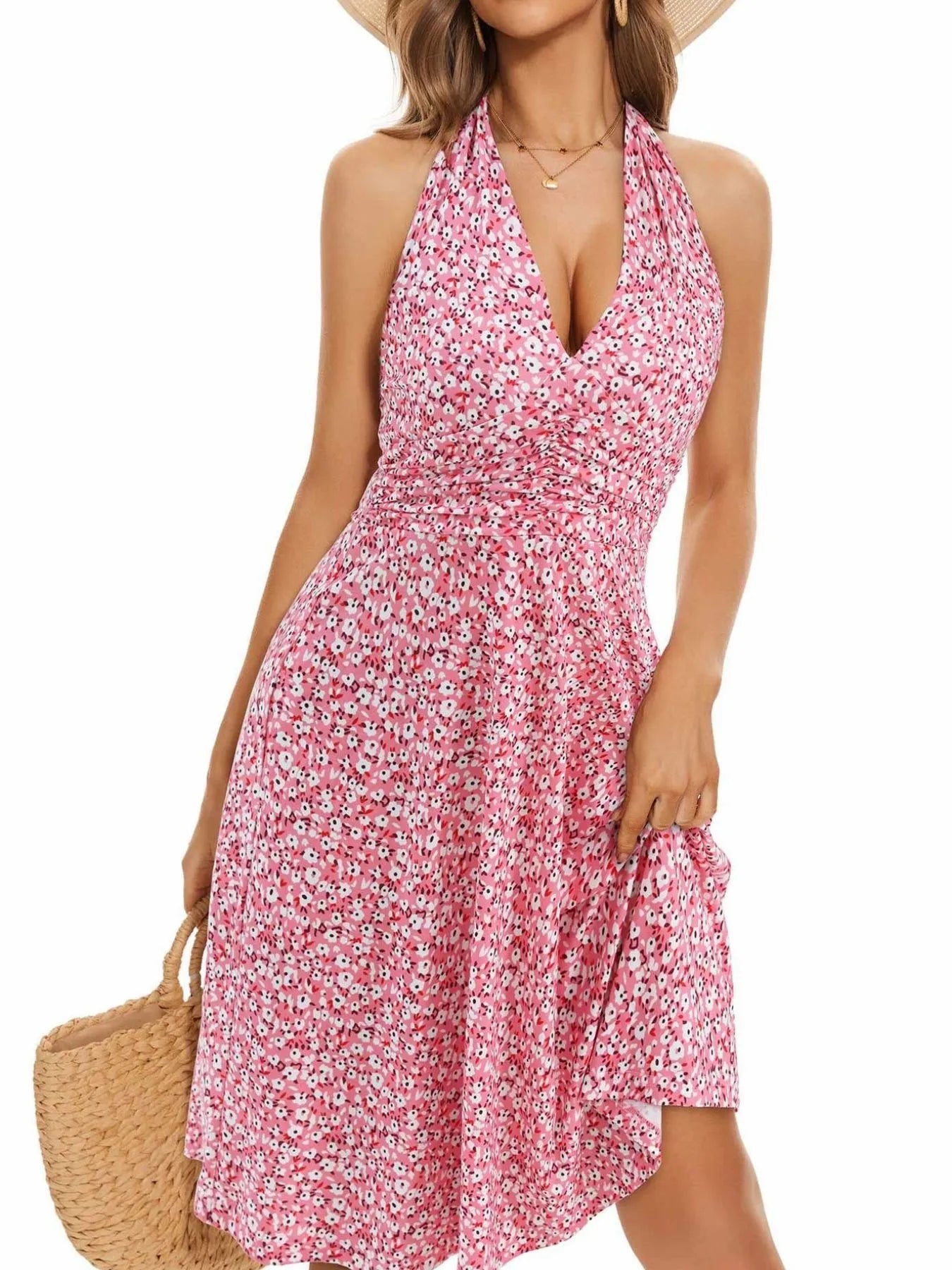 Printed Halter Neck Dress - Blushé Belle