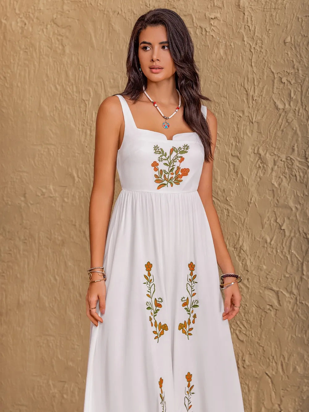 Floral Embroidered Sleeveless Maxi Dress - Blushé Belle