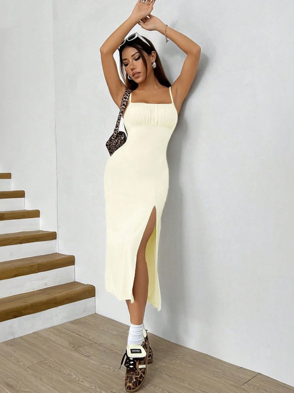 Slit Bodice Midi Cami Dress - Blushé Belle