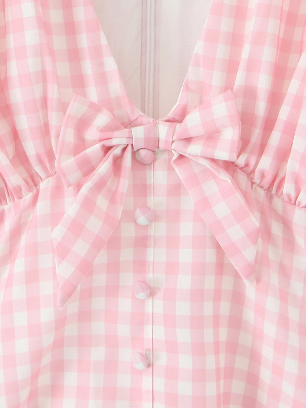 Gingham Ruffle Mini Dress with Lace Trim - Blushé Belle