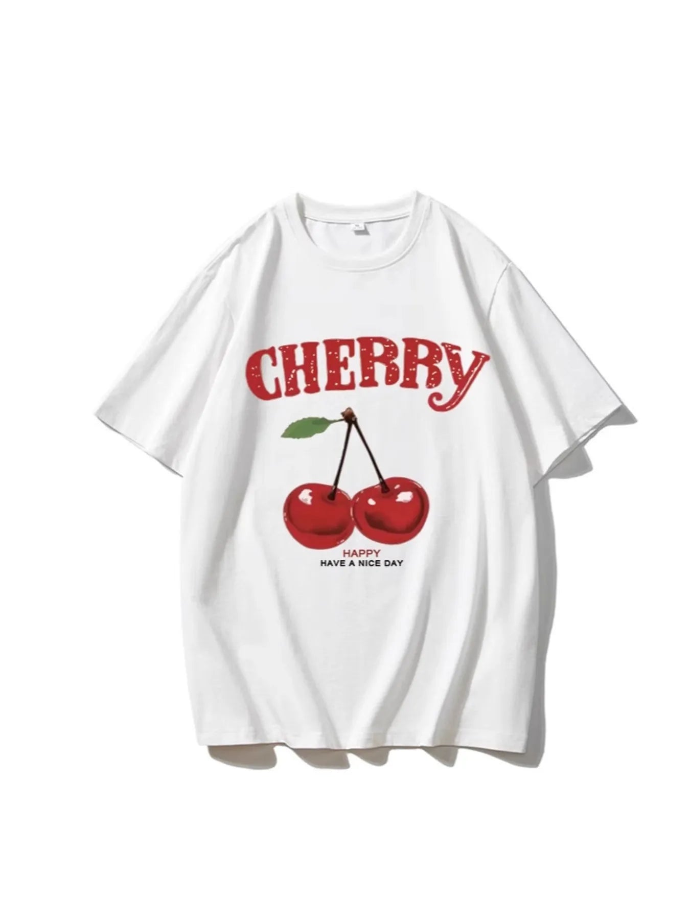 Plus Size Cherry Graphic Round Neck Short Sleeve T-Shirt - Blushé Belle