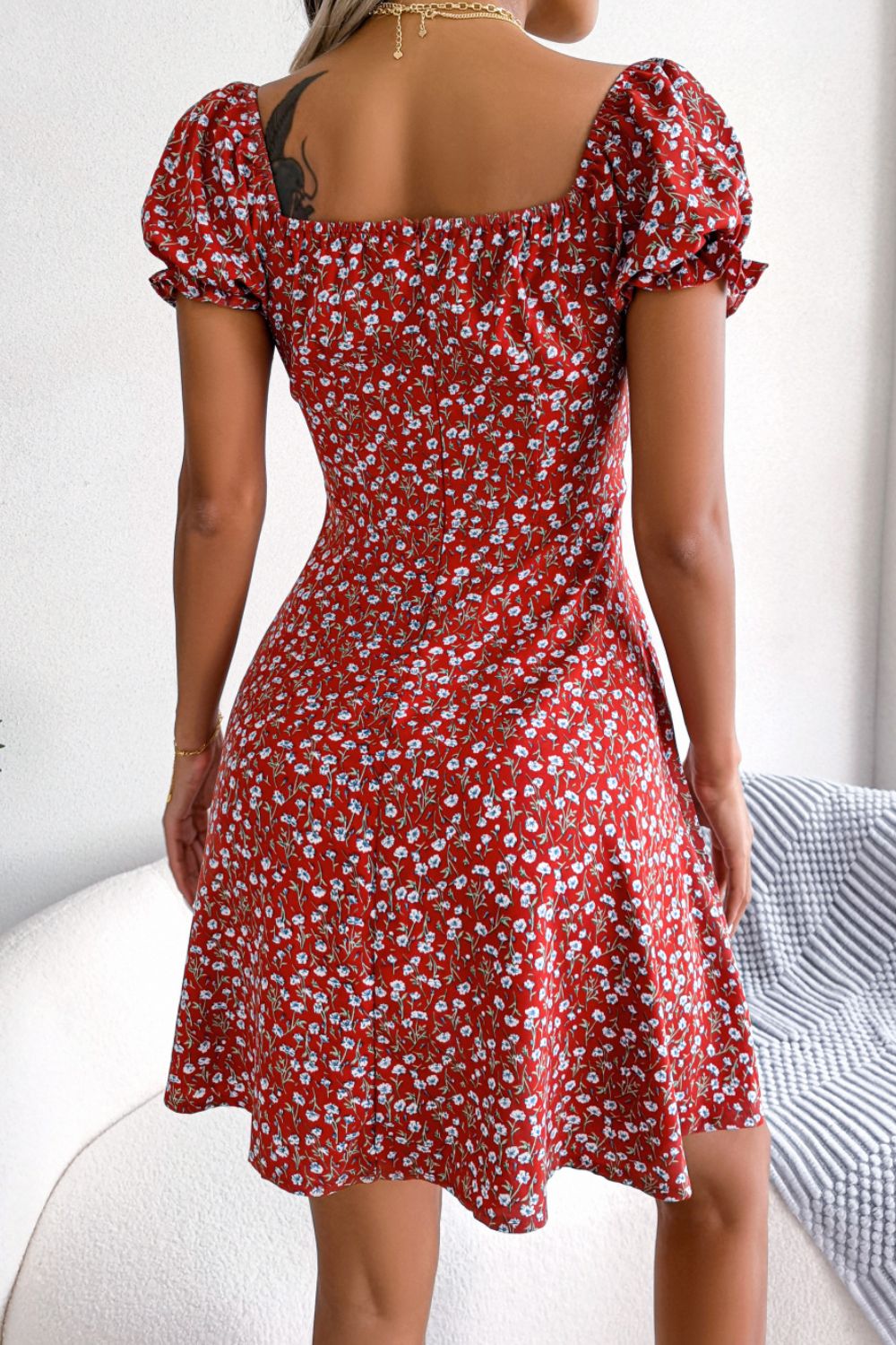 Ditsy Floral Drawstring A-Line Dress - Blushé Belle