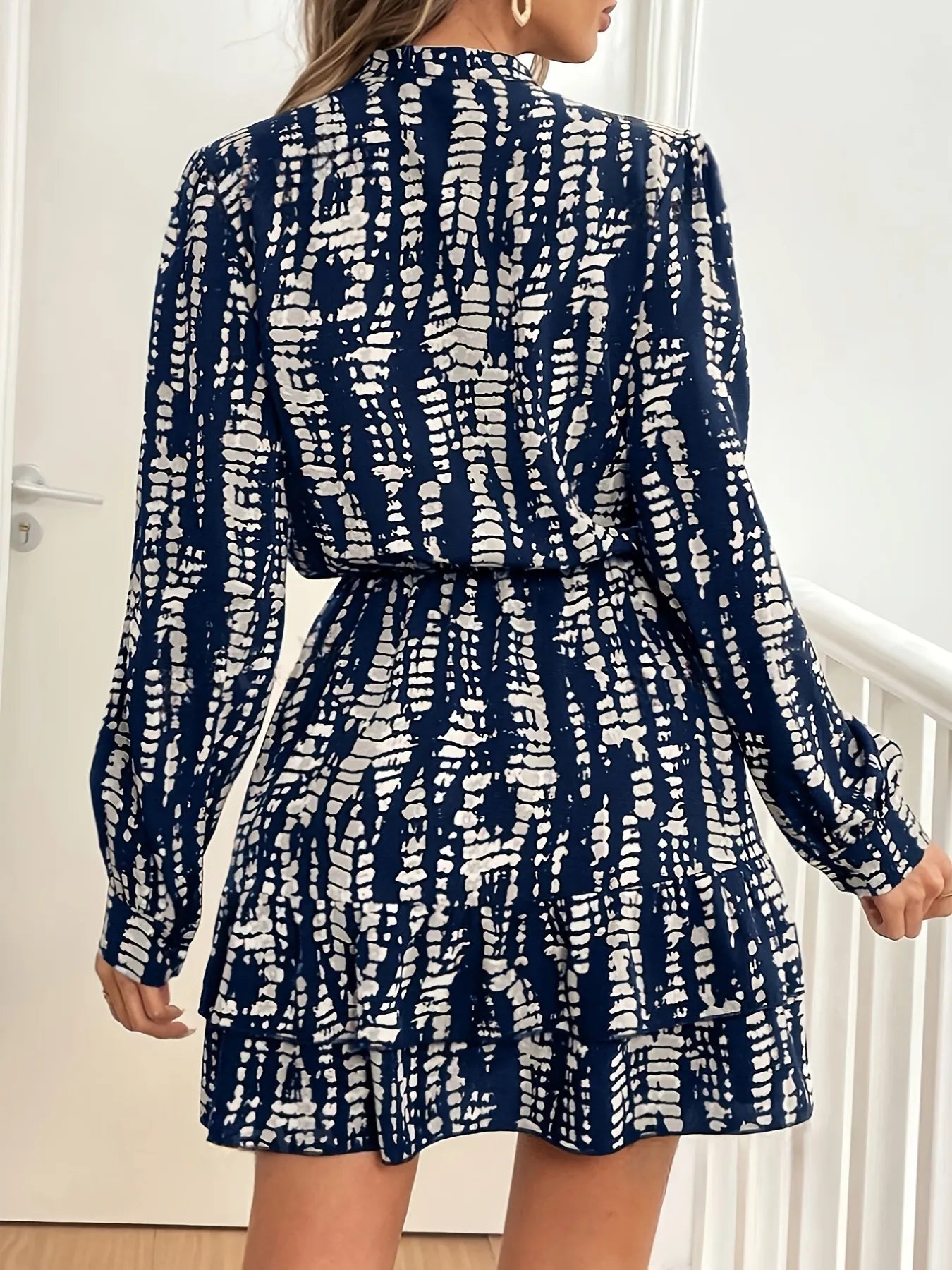 Printed Long Sleeve Shirt Dress - Blushé Belle