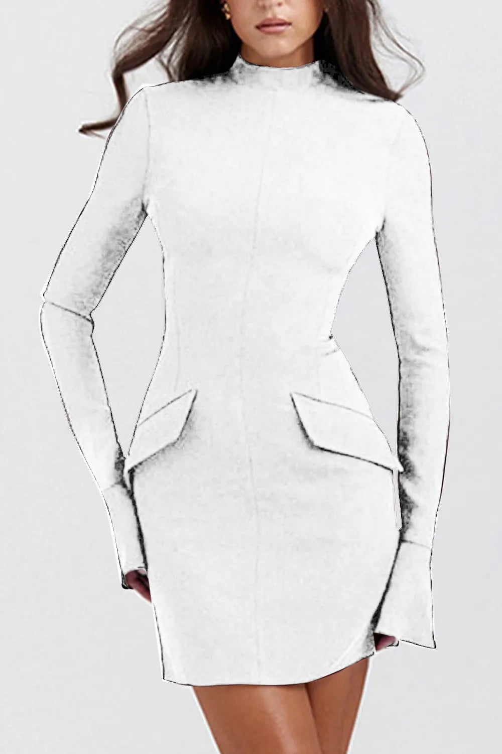 Mock Neck Long Sleeve Mini Dress - Blushé Belle