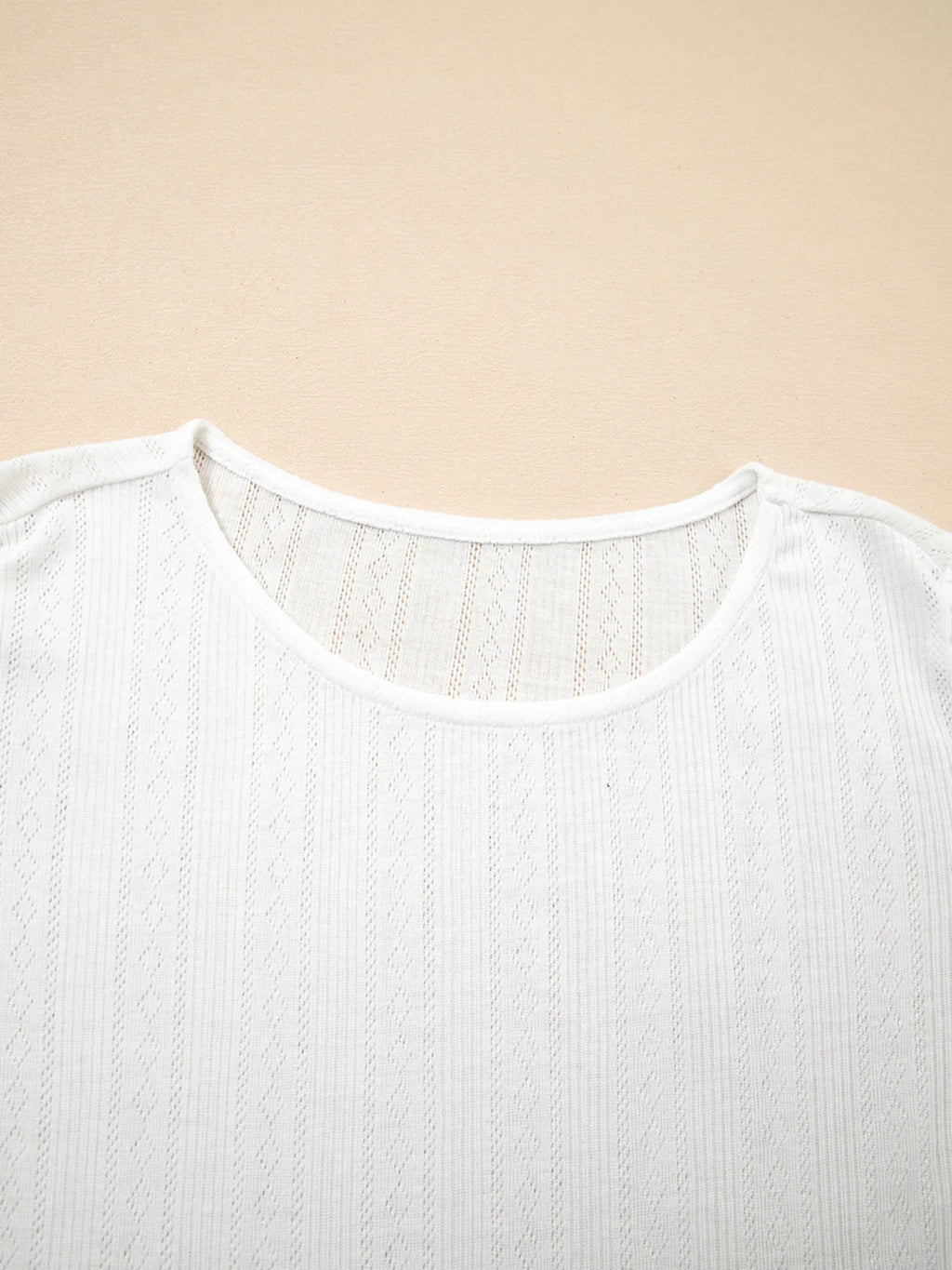 Scalloped Lace Trim Jacquard Textured T Shirt - Blushé Belle