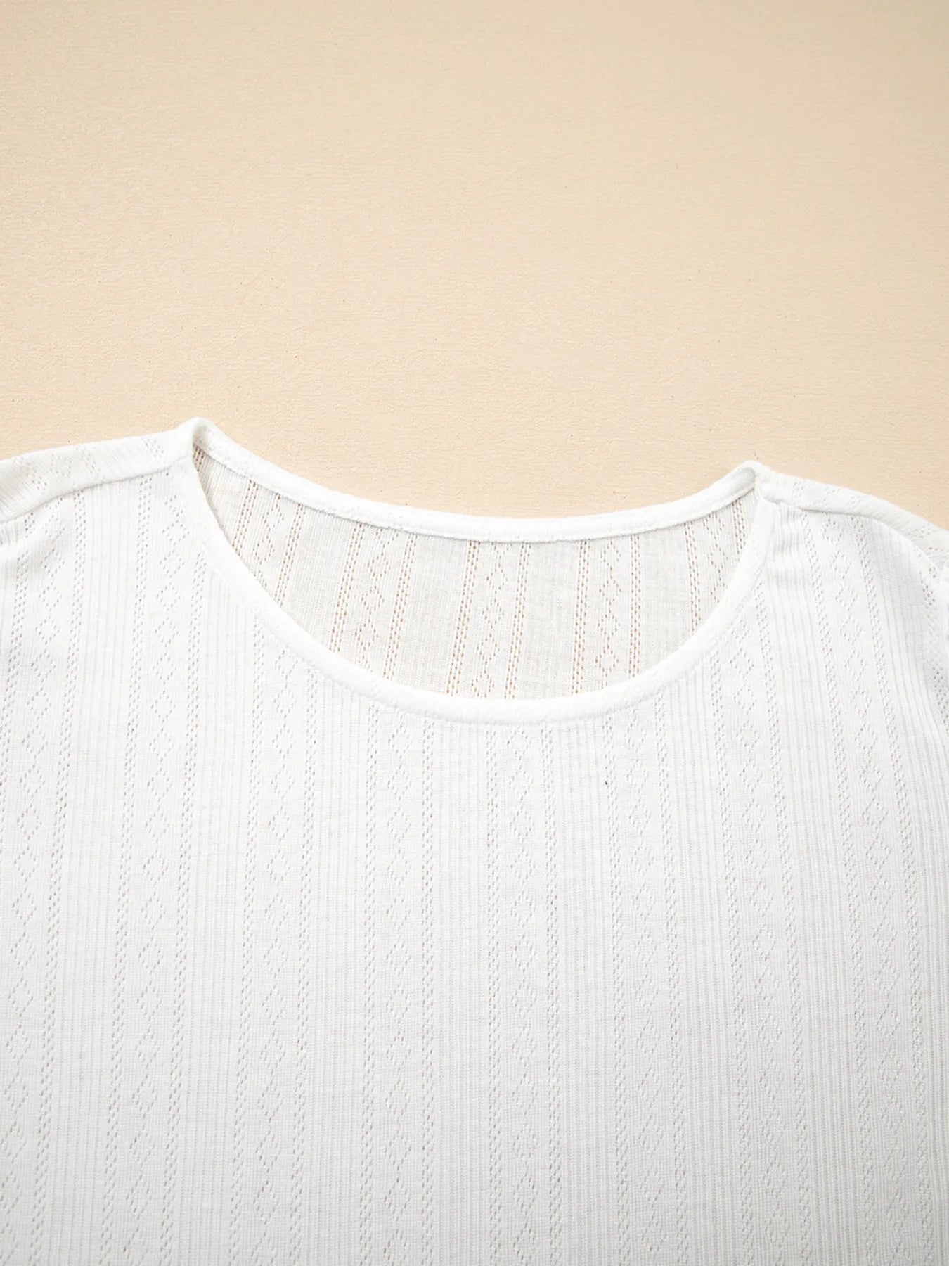Scalloped Lace Trim Jacquard Textured T Shirt - Blushé Belle