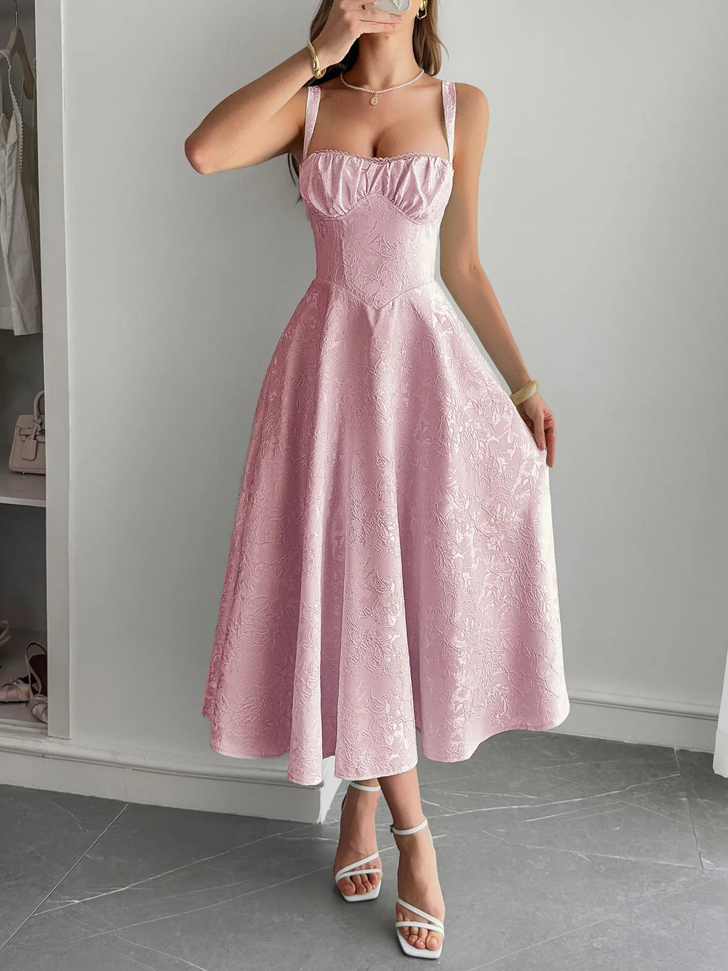 Lace-Up Sleeveless Midi Dress - Blushé Belle